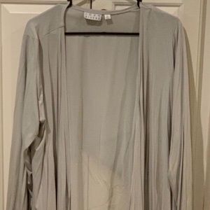 Joan Rivers Women's Robe / Cardigan in Lt. Gray - Jersey / Woven Combo - Size 1X